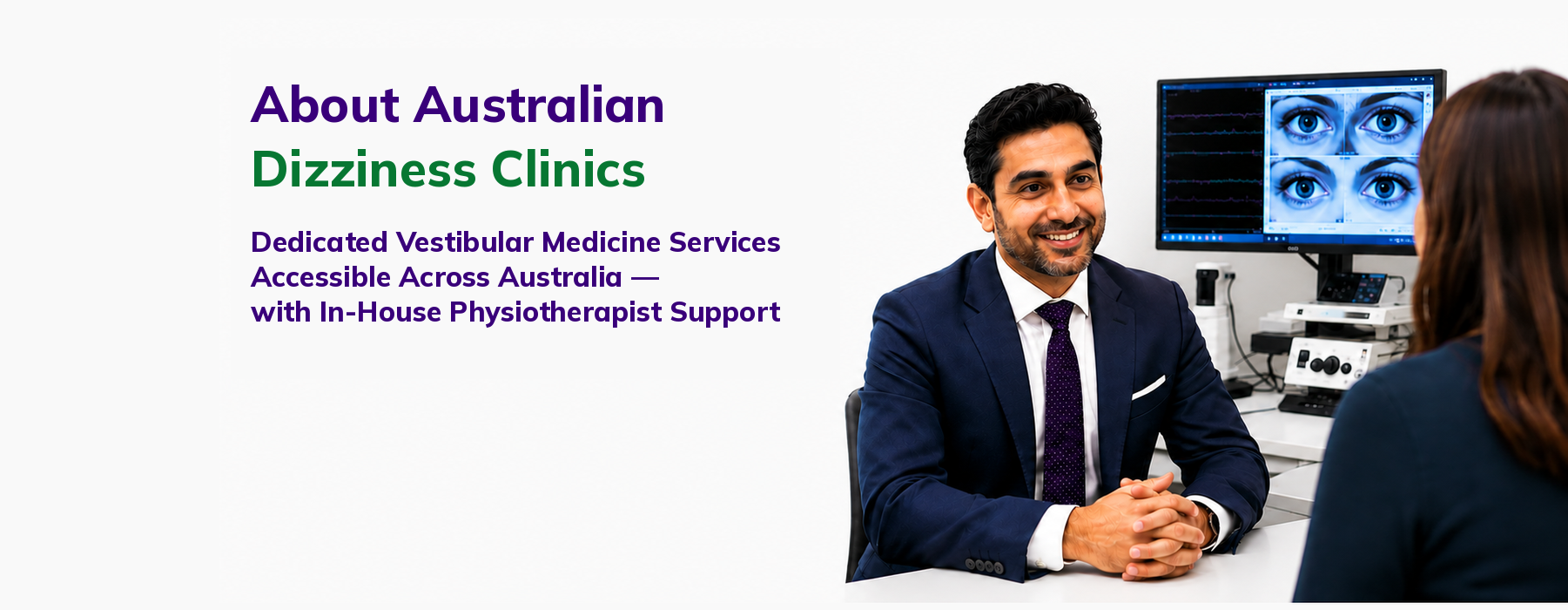 About Australian Dizziness Clinics — dedicated vestibular medicine services accessible across Australia, with in-house physiotherapist support