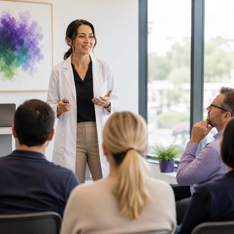 A clinician leading a seminar for clinicians