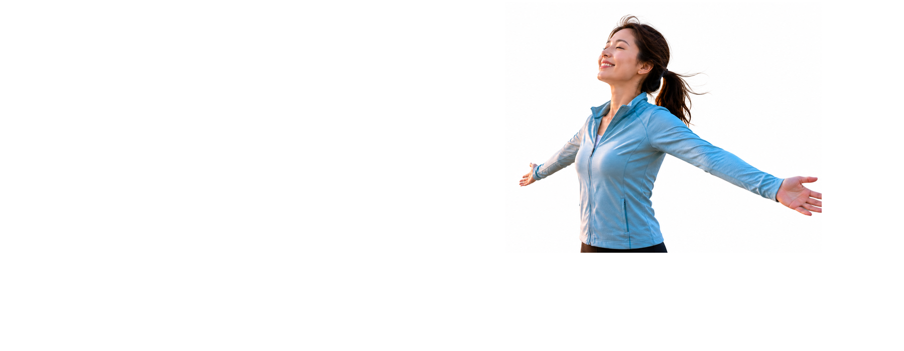 Woman standing with arms outstretched, steady on her feet
